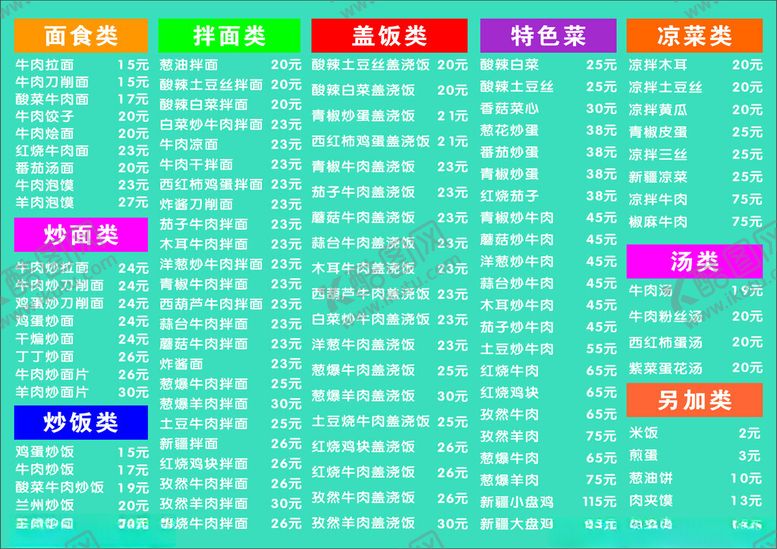 编号：45402201171957147264【酷图网】源文件下载-兰州拉面菜单