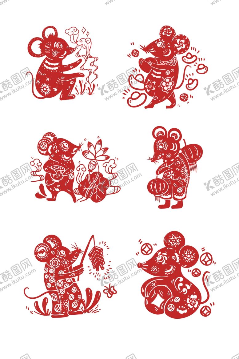 编号：26501607060928445367【酷图网】源文件下载-老鼠窗花老鼠剪纸鼠年窗花
