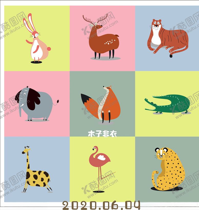 编号：99065509221114292834【酷图网】源文件下载-九宫格可爱动物图案