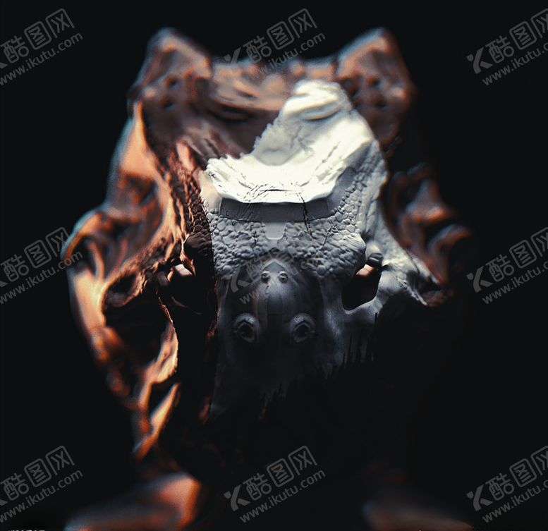 编号：42476704290751203507【酷图网】源文件下载-C4D模型外星生物的脸