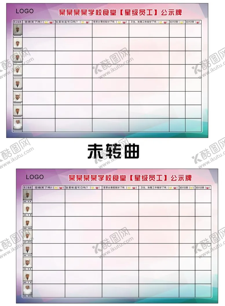 编号：21293310142153514843【酷图网】源文件下载-食堂员工公示栏