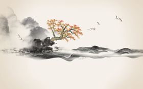 山水屏风背景墙