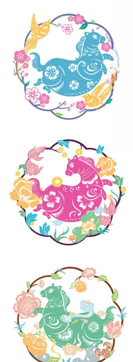 可爱马年卡通形象手绘插画