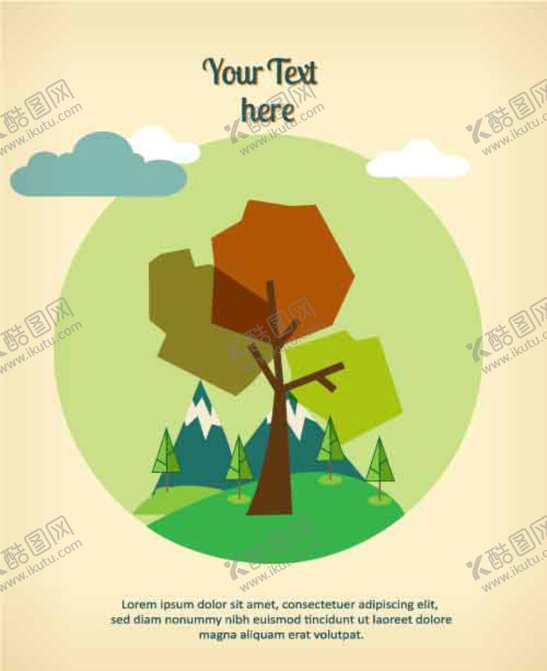 编号：64634010051637089762【酷图网】源文件下载-树山丘背景卡通设计复古