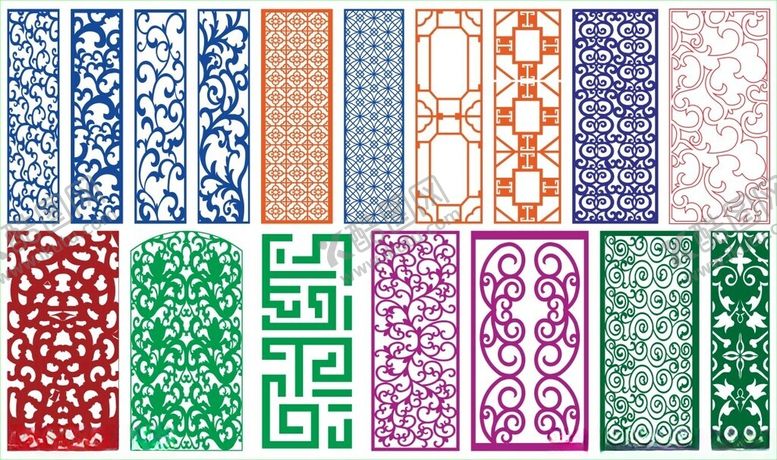 编号：73530711020459167662【酷图网】源文件下载-窗花镂空花纹屏风隔断雕花