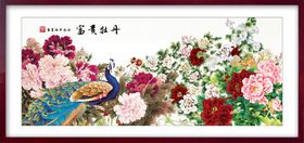 中国风背景山水素材书法画山水画展板