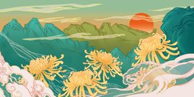 重阳节国风古风背景海报素材