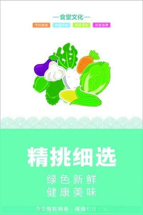 食堂文化餐厅挂画节约海报节约粮整洁卫生