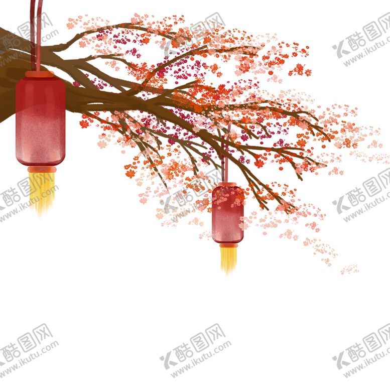 编号：59717105012115332572【酷图网】源文件下载-中国风灯笼梅花元素PNG