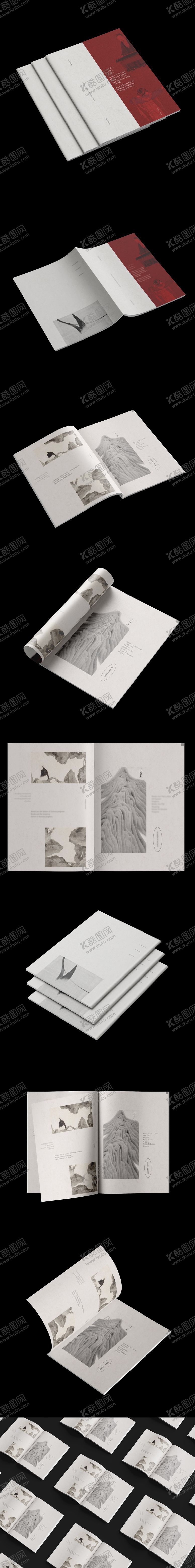 编号：88907512231805538222【酷图网】源文件下载-书画展览画册样机设计封面内页