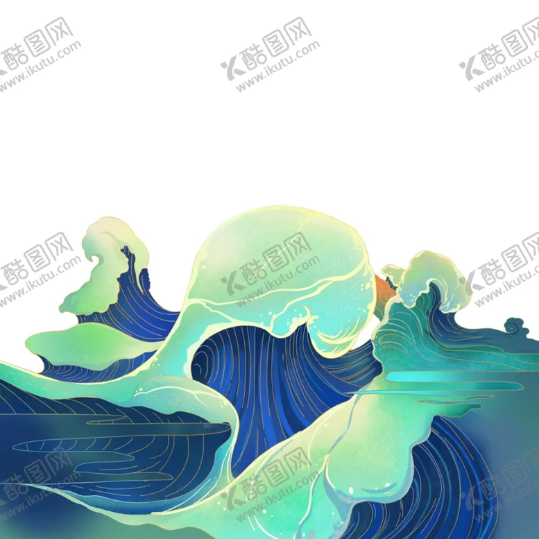 编号：66510804192213055181【酷图网】源文件下载-海浪插画中国风元素
