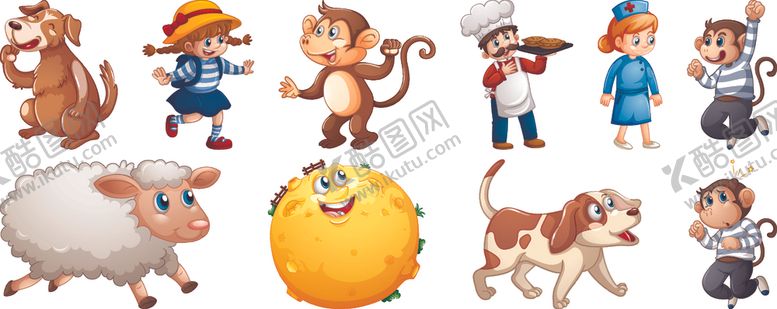 编号：37955709280851004486【酷图网】源文件下载-卡通儿童和动物