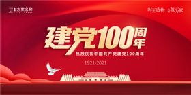 红色大气建党100周年党建展板