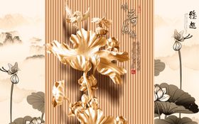 框框浮雕花蝴蝶背景墙