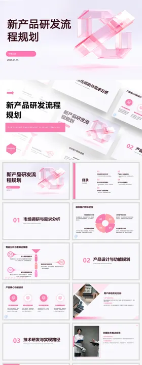 新产品研发流程规划ppt汇报粉色