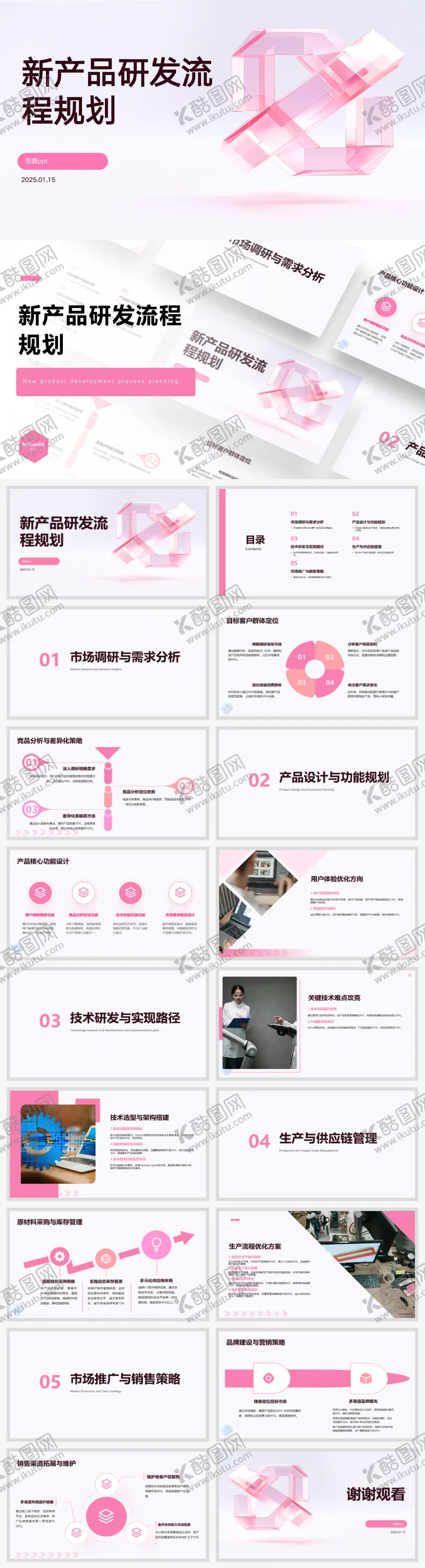 编号：11296401141408012740【酷图网】源文件下载-新产品研发流程规划ppt汇报粉色