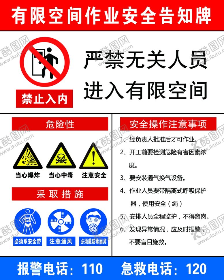 编号：81697810011552482142【酷图网】源文件下载-有限空间作业安全告知牌