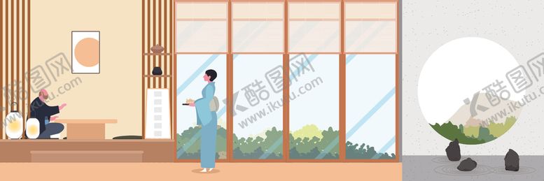 编号：46718904060918547734【酷图网】源文件下载-扁平化日本风格场景插画设计图片