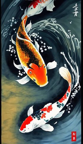 锦鲤池塘手机壁纸装饰画