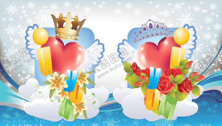 编号：70970410081100265830【酷图网】源文件下载-爱心花环王冠皇冠