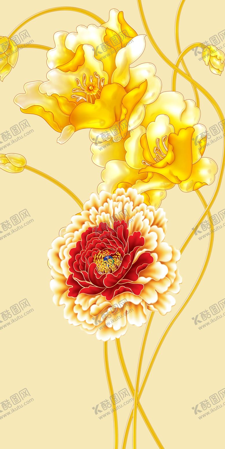 编号：28504709261545233064【酷图网】源文件下载-花开富贵装饰画