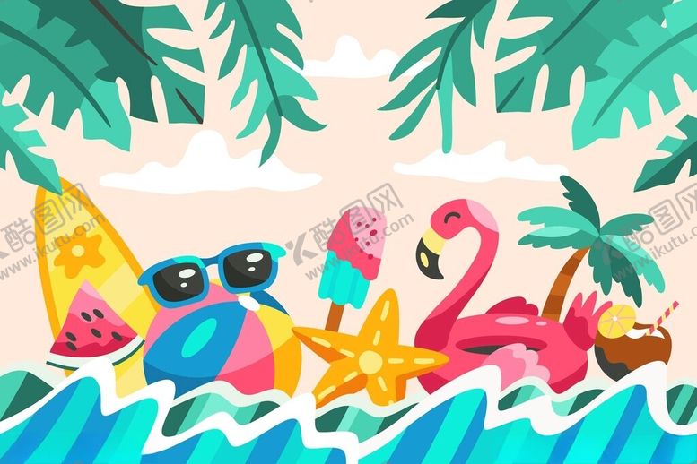 编号：75856009231633537863【酷图网】源文件下载-夏日海滩度假插图
