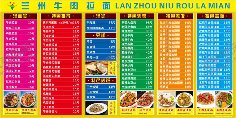 编号：47210201220956521481【酷图网】源文件下载-兰州拉面菜单