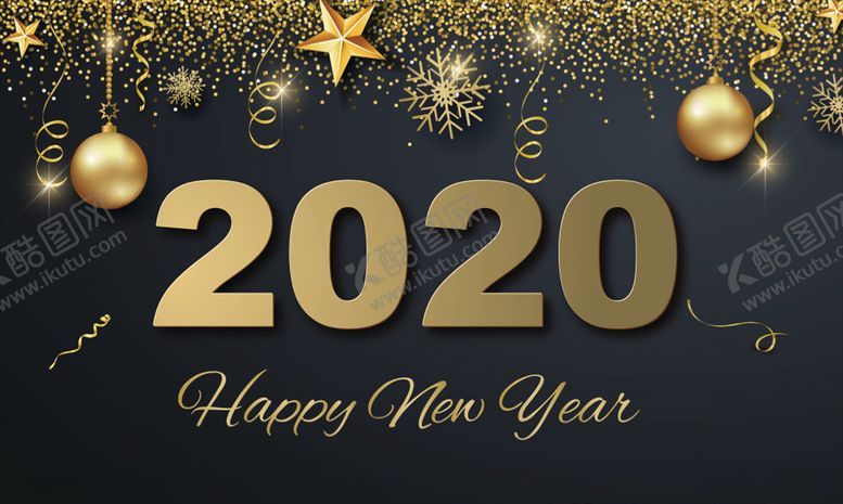 编号：54172109230202142030【酷图网】源文件下载-金色2020新年背景