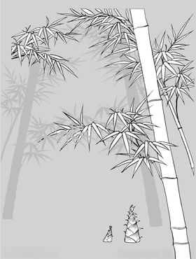 日本线描植物花卉矢量素材