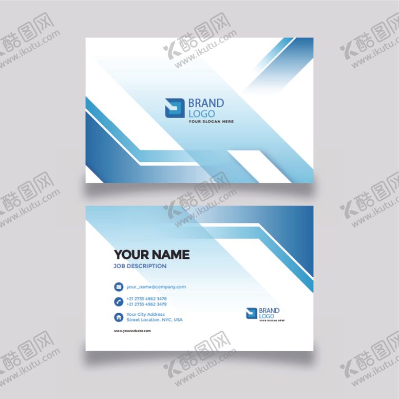 编号：57289504030232433804【酷图网】源文件下载-蓝白简约商务名片设计