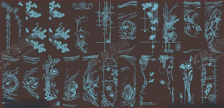 编号：77183704132125038410【酷图网】源文件下载-花卉线条植物图案线条