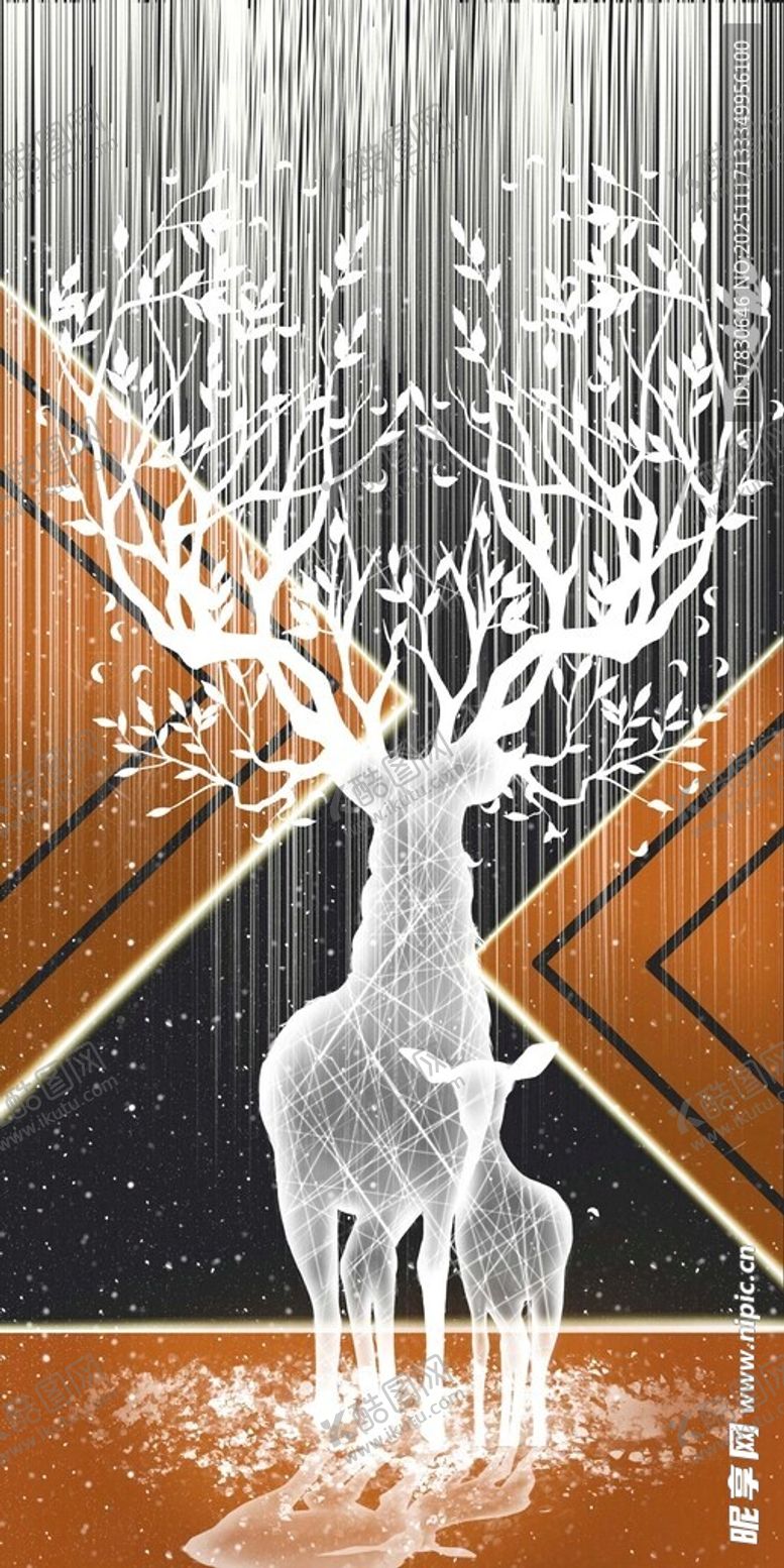 编号：42972011211735422301【酷图网】源文件下载-梦幻透明麋鹿装饰艺术图
