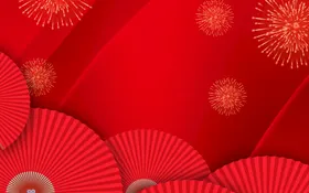 红色节日背景古典吉祥礼花