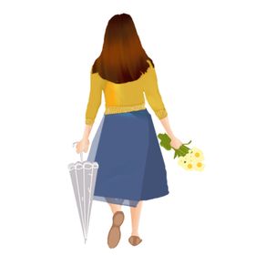 彩绘人物背影粉手美女可爱女孩