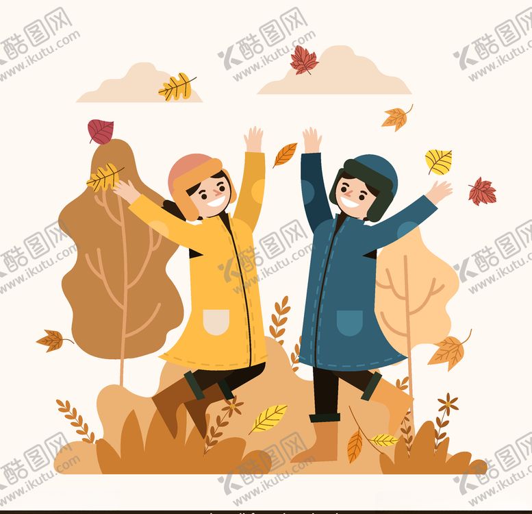 编号：45206807072107586796【酷图网】源文件下载-创意秋季跳跃男女