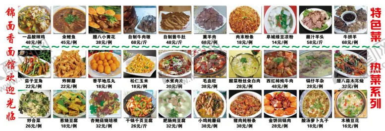 编号：49183609230028086584【酷图网】源文件下载-锦面香面馆菜品菜单