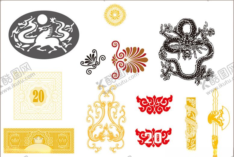 编号：54932710091007136380【酷图网】源文件下载-龙纹龙柱矢量龙盘龙古代