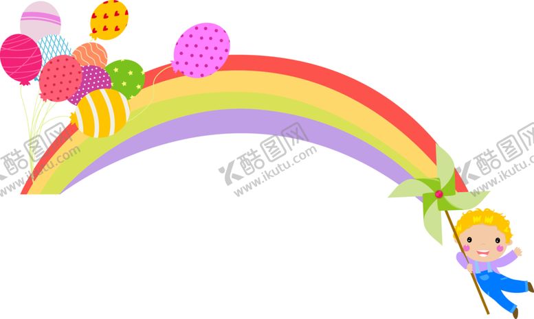 编号：63574401230330199020【酷图网】源文件下载-彩虹和拿风车的小孩