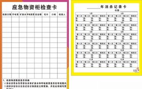 应急物资柜检查卡消杀记录卡