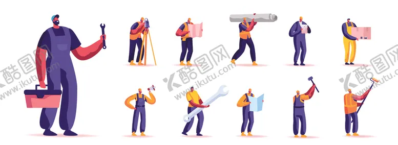 编号：22026301170309367343【酷图网】源文件下载-修理工人物插画素材