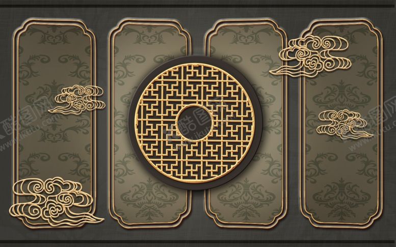 编号：10560105180722066424【酷图网】源文件下载-新中式背景墙