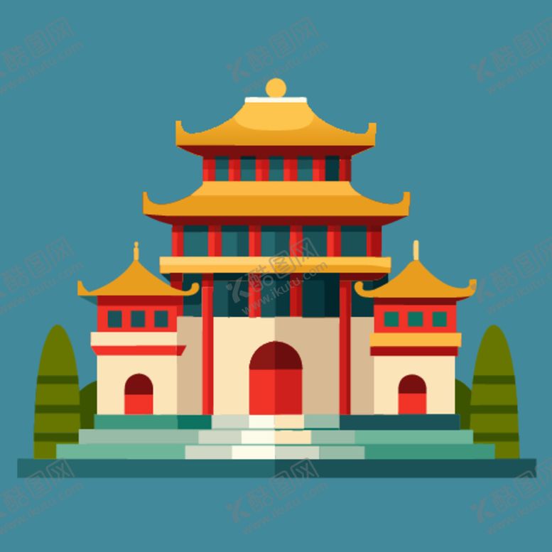 编号：43701501130548254661【酷图网】源文件下载-中国风古建筑插图