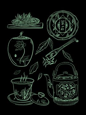 新年元素线稿图