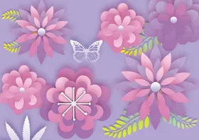 花卉热带叶子清新矢量