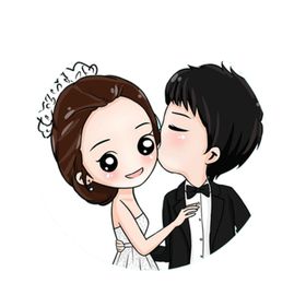 卡通新郎新娘爱情情人节插画男孩