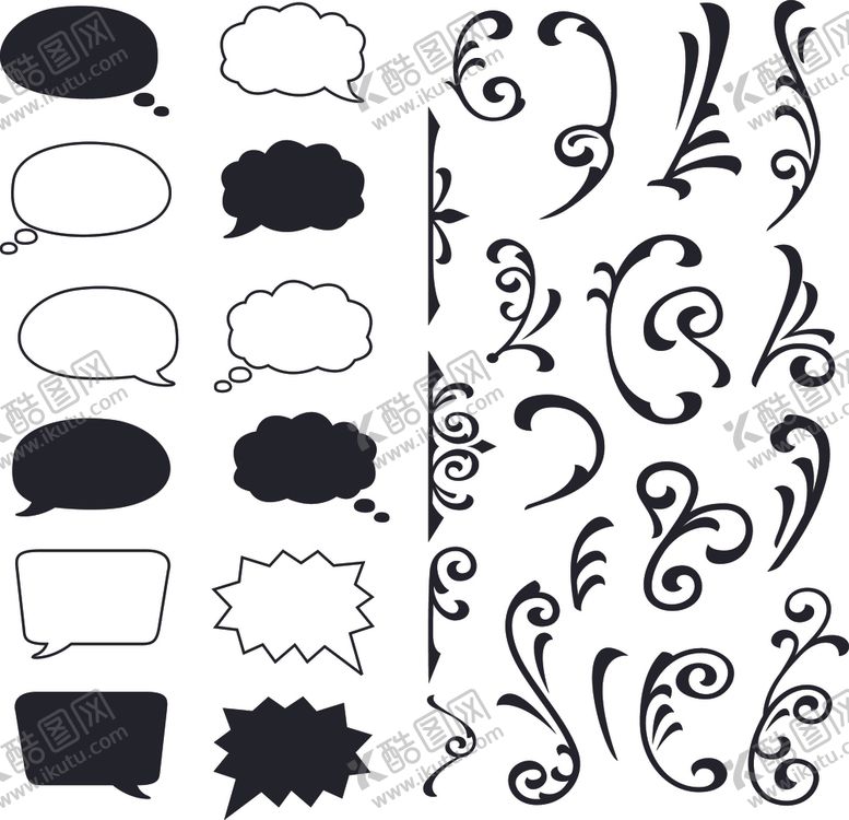 编号：34152809170728327111【酷图网】源文件下载-黑白古典卷纹花边