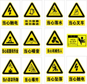 警示牌当心坠落当心落水当心高空坠物