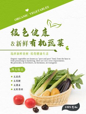 有机蔬菜海报清新绿色蔬菜海报