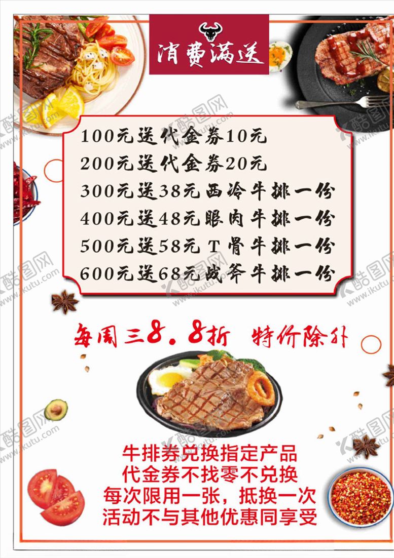 编号：33451610250548098068【酷图网】源文件下载-牛排海报