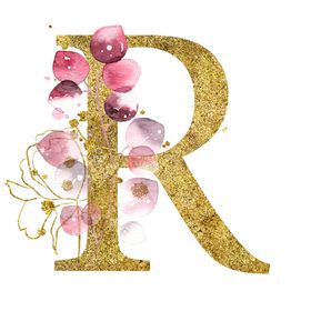 手绘水彩花卉英文字母logo